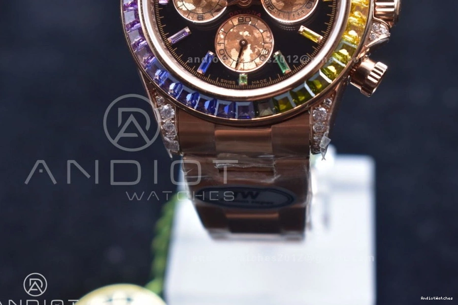 Crystal RG Classic Best YG Black Edition TWF on 116595RBOW A Bracelet Daytona 428 Rainbow Dial 0512